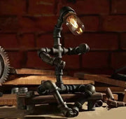 Robot Table Lamp Vintage Loft Iron Pipe Desk Lamp Industrial Led Table Lamps For Bedside Cafe Indoor Retro Decor Light Fixtures