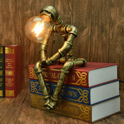 Robot Table Lamp Vintage Loft Iron Pipe Desk Lamp Industrial Led Table Lamps For Bedside Cafe Indoor Retro Decor Light Fixtures